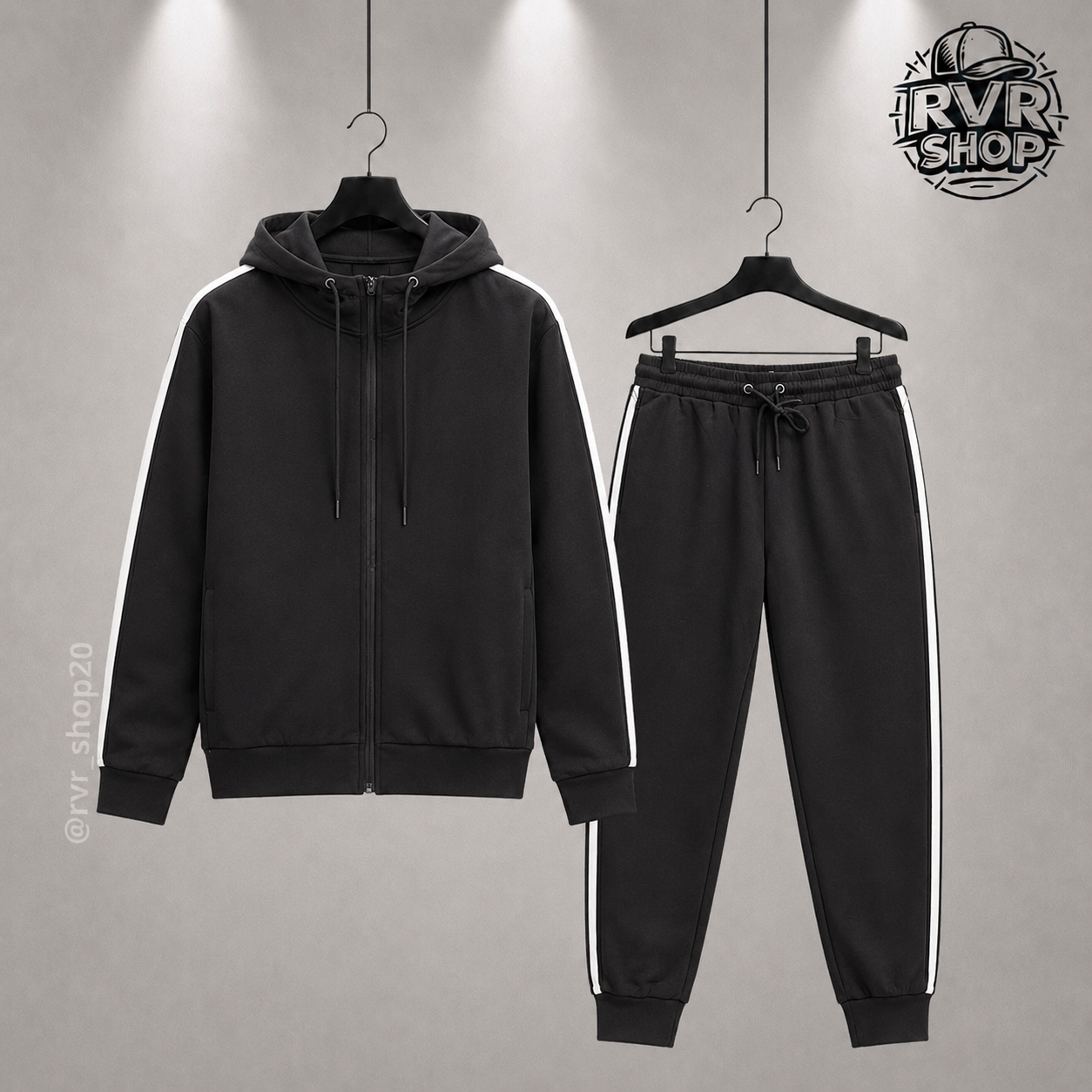 Conjunto Pans Negro Franjas